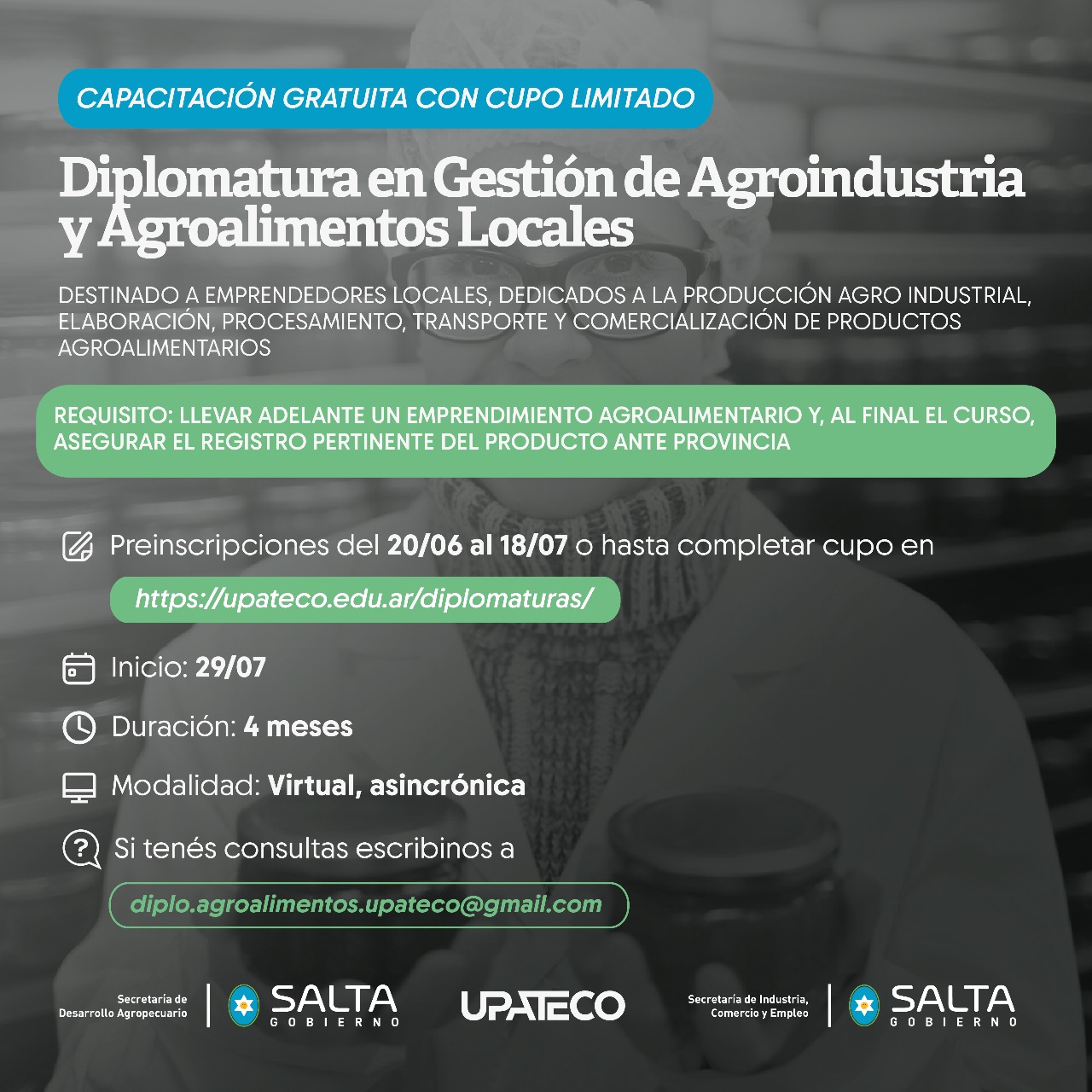 DIPLOMATURA EN GESTIÓN DE AGROINDUSTRIA Y AGROALIMENTOS LOCALES