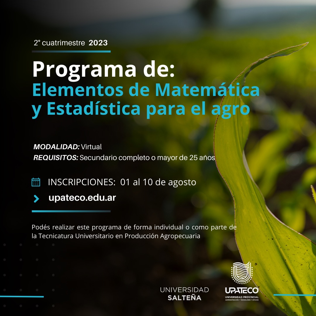 ELEMENTOS DE MATEMÁTICA Y ESTADÍSTICA  para el AGRO (Virtual)